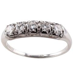 1950s Five-Stone Diamond White Gold Wedding Band Ring