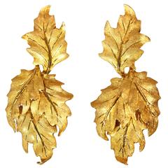 Buccellati Gold Leaf Pendant Earclips