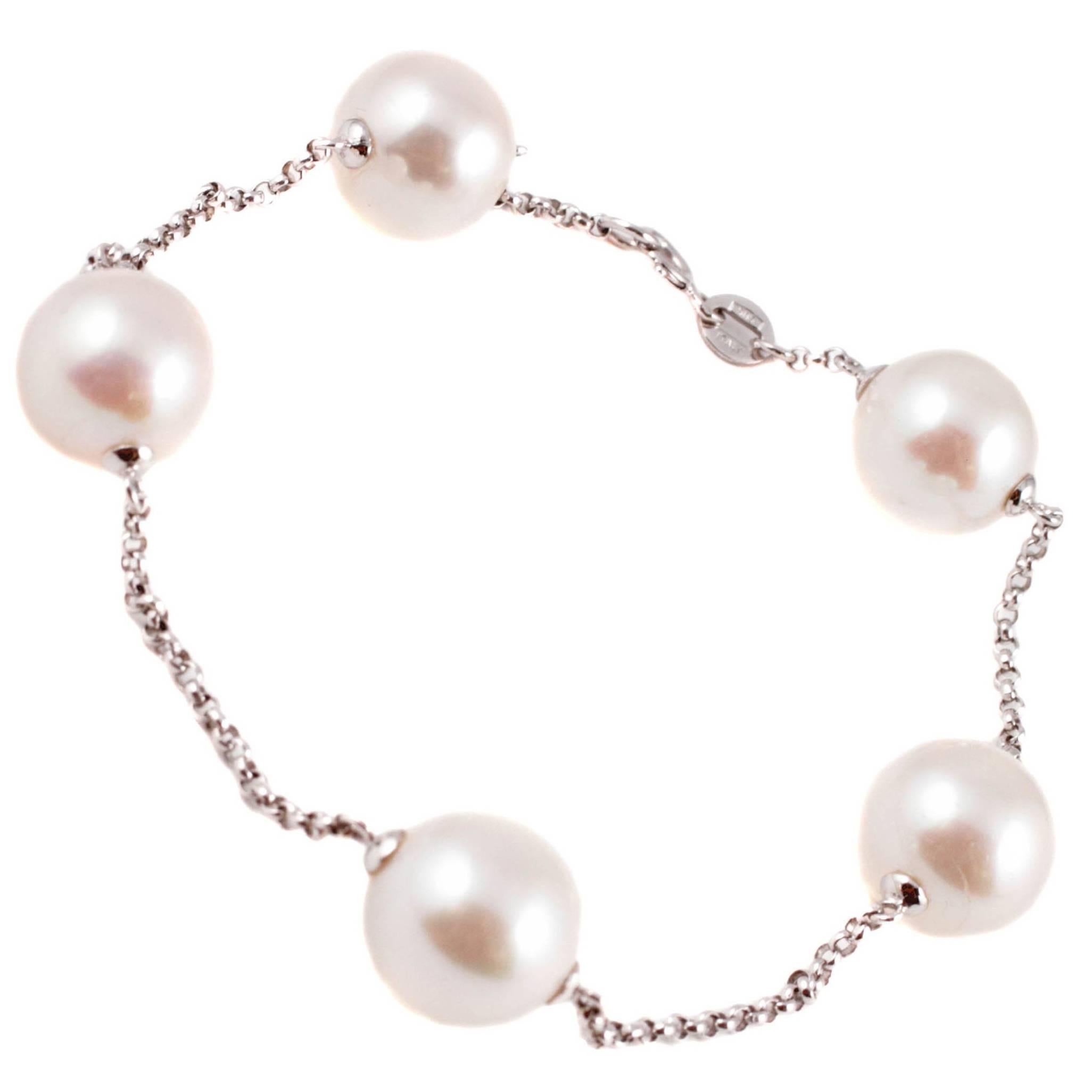 Mastoloni Bracelet de perles de culture des mers du Sud en or blanc