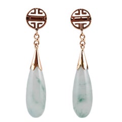 Natural Jadeite Yellow Gold Earrings 11