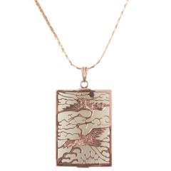 Jade Rose Gold Pendant Yellow Gold Chain 8