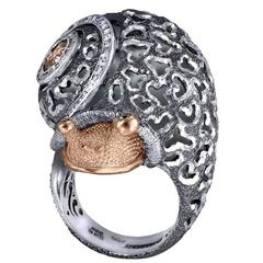 Diamond Silver Gold Codi the Snail Ring Handmade in NYC Limited Edition 5