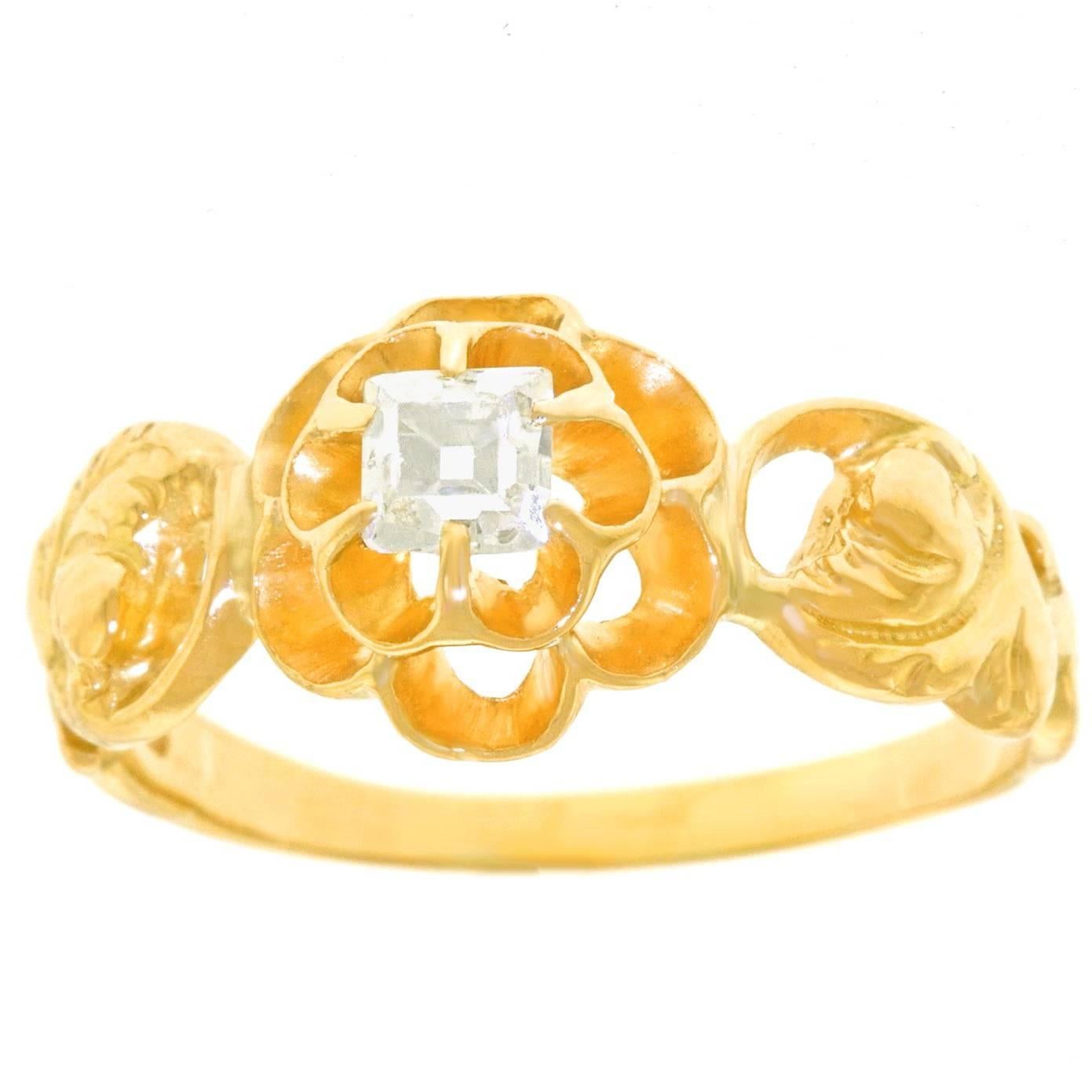 Art Deco Diamond-Set Yellow Gold Ring