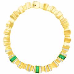 1950s Tourmaline Diamond Gold Necklace