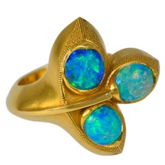 1960s Opal and Granulated Gold Ring