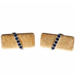 Sapphire Gold Textured Rectangular Cufflinks 5