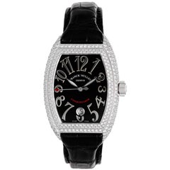 Franck Muller Ladies Conquistador White Gold Diamond Pave Automatic Wristwatch