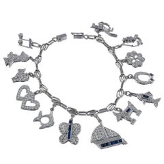 Diamond Platinum Gemset Charm Bracelet