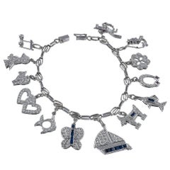 Diamond Platinum Gemset Charm Bracelet Diamond Platinum Gemset Charm Bracelet