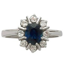 1970s 1.42 Carat Sapphire and Diamond White Gold Ring 7