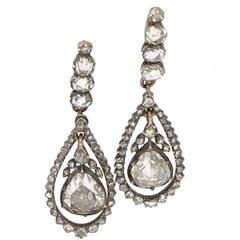 Georgian Rose Cut Diamond Drop Earrings