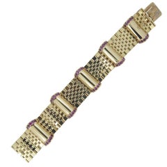 Vintage Ruby Yellow Gold 1959, Wide Cuff Bracelet