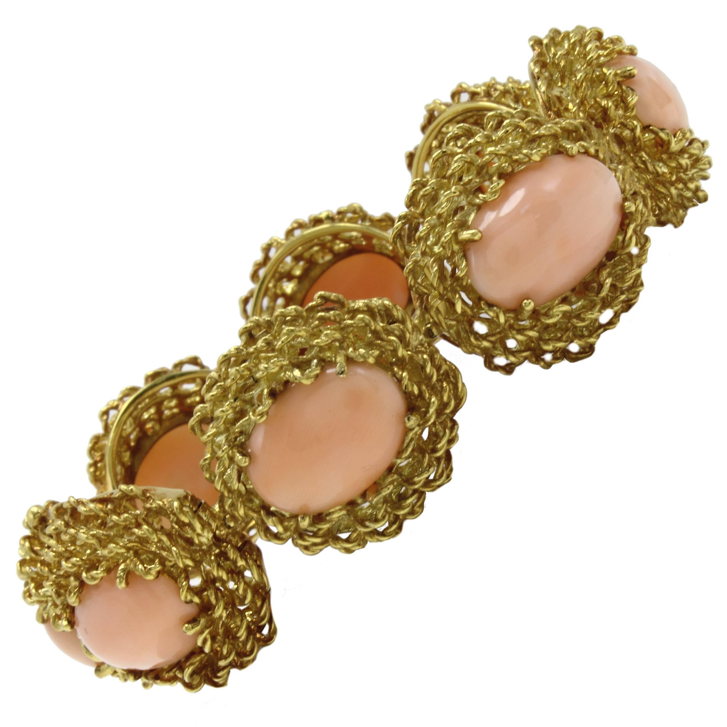 Luise Gold Coral Clamper Bracelet