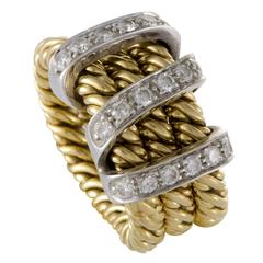 Pomellato Yellow and White Gold Diamond Band Ring