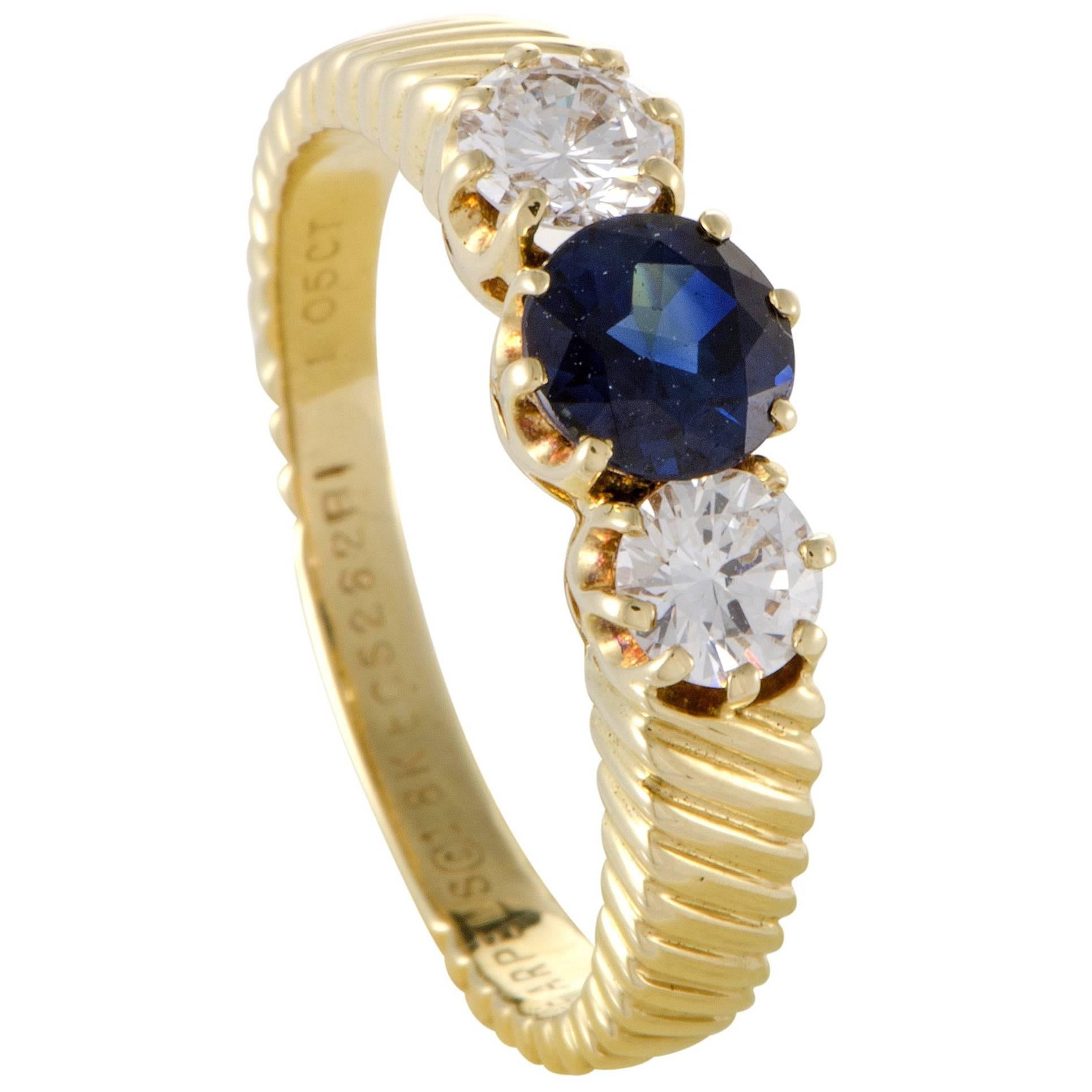 Van Cleef & Arpels Sapphire Diamond Gold Band Ring