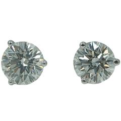 Round Brilliant Diamond Platinum Earrings 11
