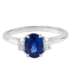 Sapphire Diamond Gold Three-Stone Ring