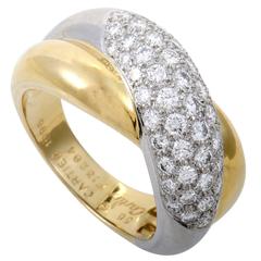 Cartier Diamond Pave Yellow and White Gold Band Ring