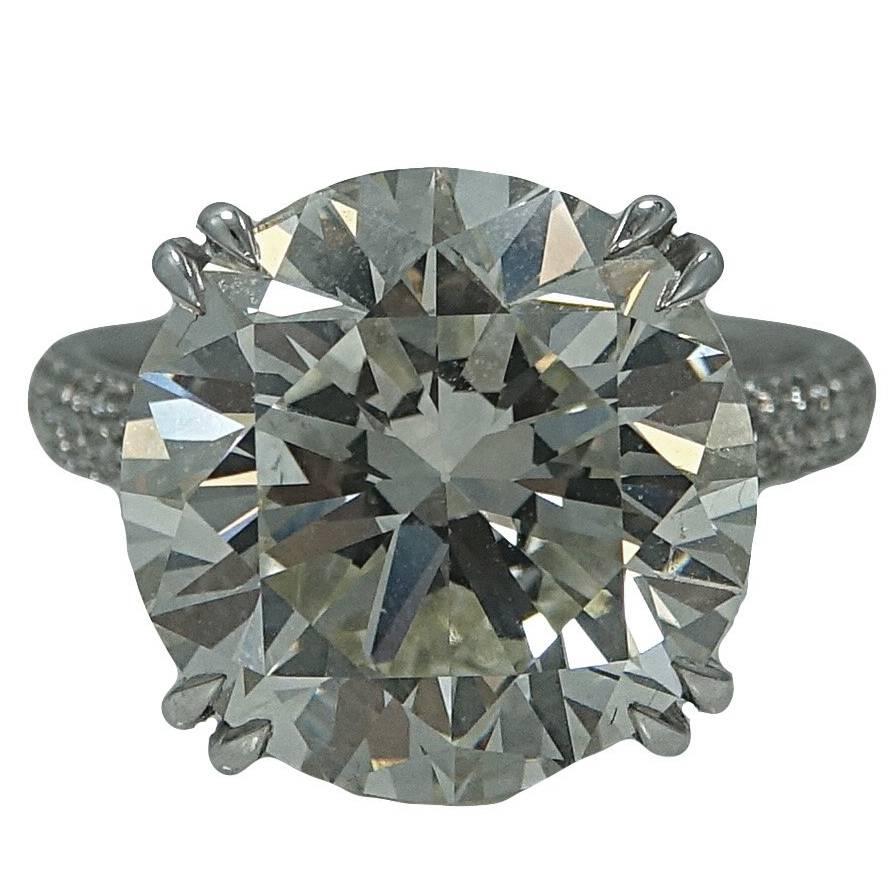 10.36 Carat Round Brilliant Diamond Platinum Engagement Ring For Sale