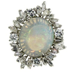Opal Diamond Cluster Cocktail Ring