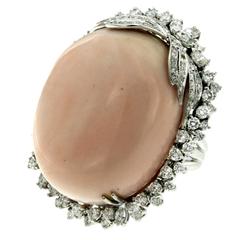 28 Carat Coral Diamond Gold Ring