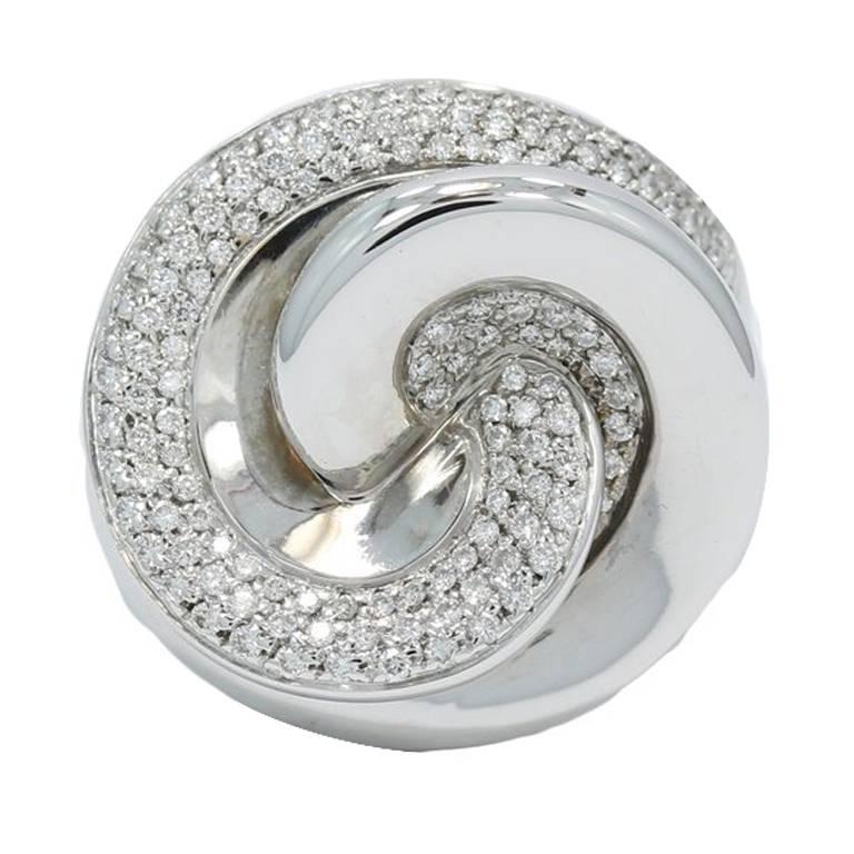 Roberto Coin White Gold Diamond Swirl Ring For Sale