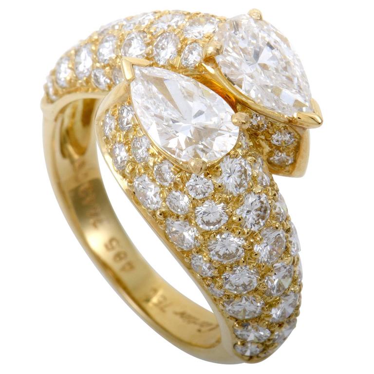 Cartier Diamond Pave Yellow Gold Bypass Band Ring at 1stDibs | cartier ...