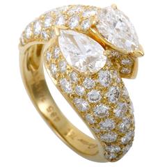 Cartier Diamond Pave Yellow Gold Bypass Band Ring