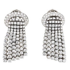 1960s Diamond Platinum Tassel Earrings