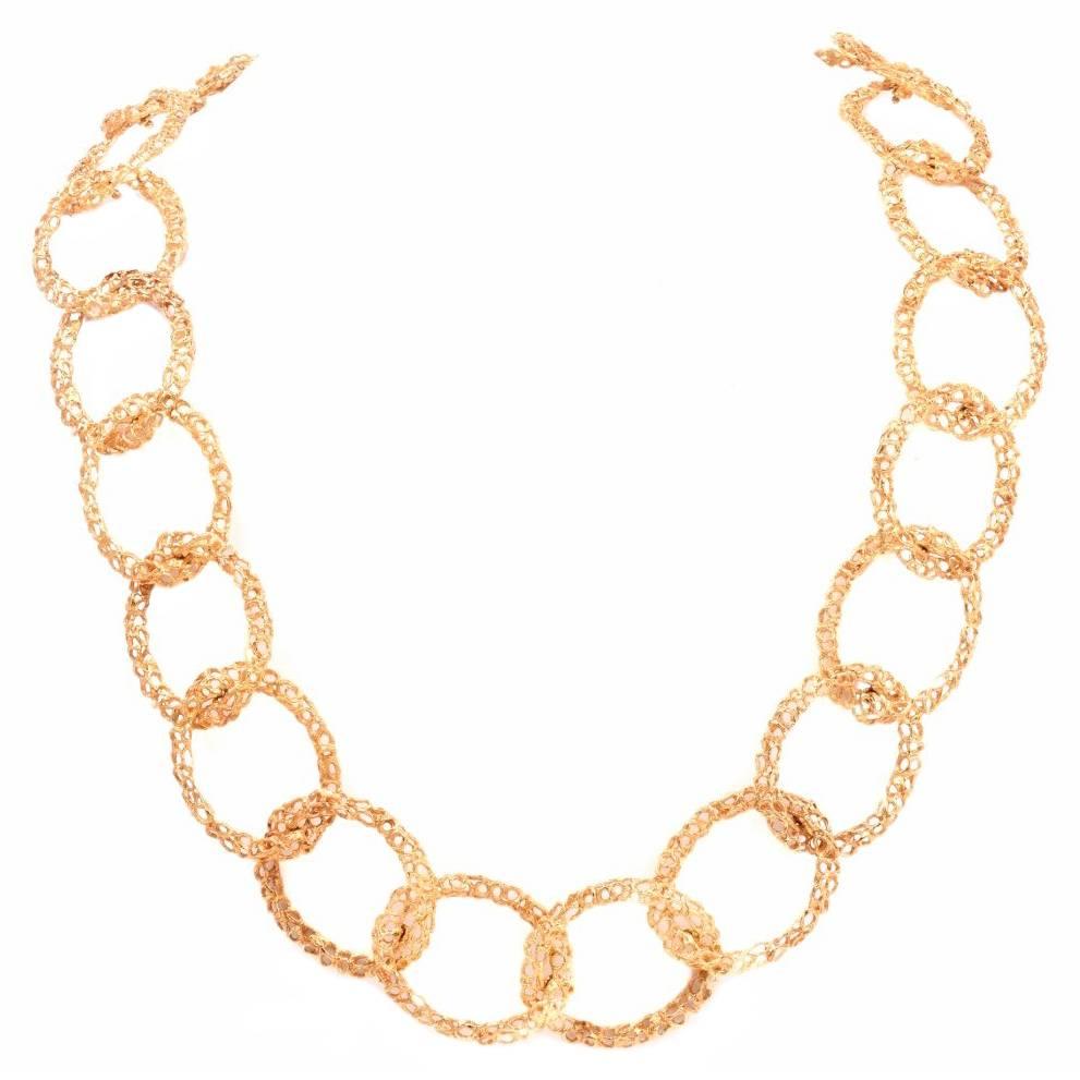 1960s Tiffany & Co. Gold Intertwined Chain Opera Length Necklace