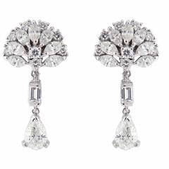1950s Diamond Platinum Drop Cocktail Earrings