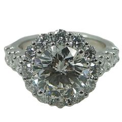 3.06 Carat Round Brilliant Diamond Platinum Engagement Ring 4