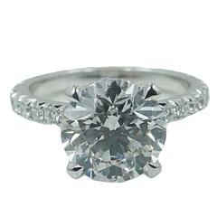 3.42 Round Brilliant Diamond Platinum Engagement Ring 7