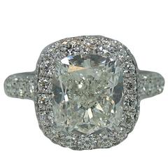 4.35 Carat Cushion Cut Diamond Platinum Engagement Ring 5