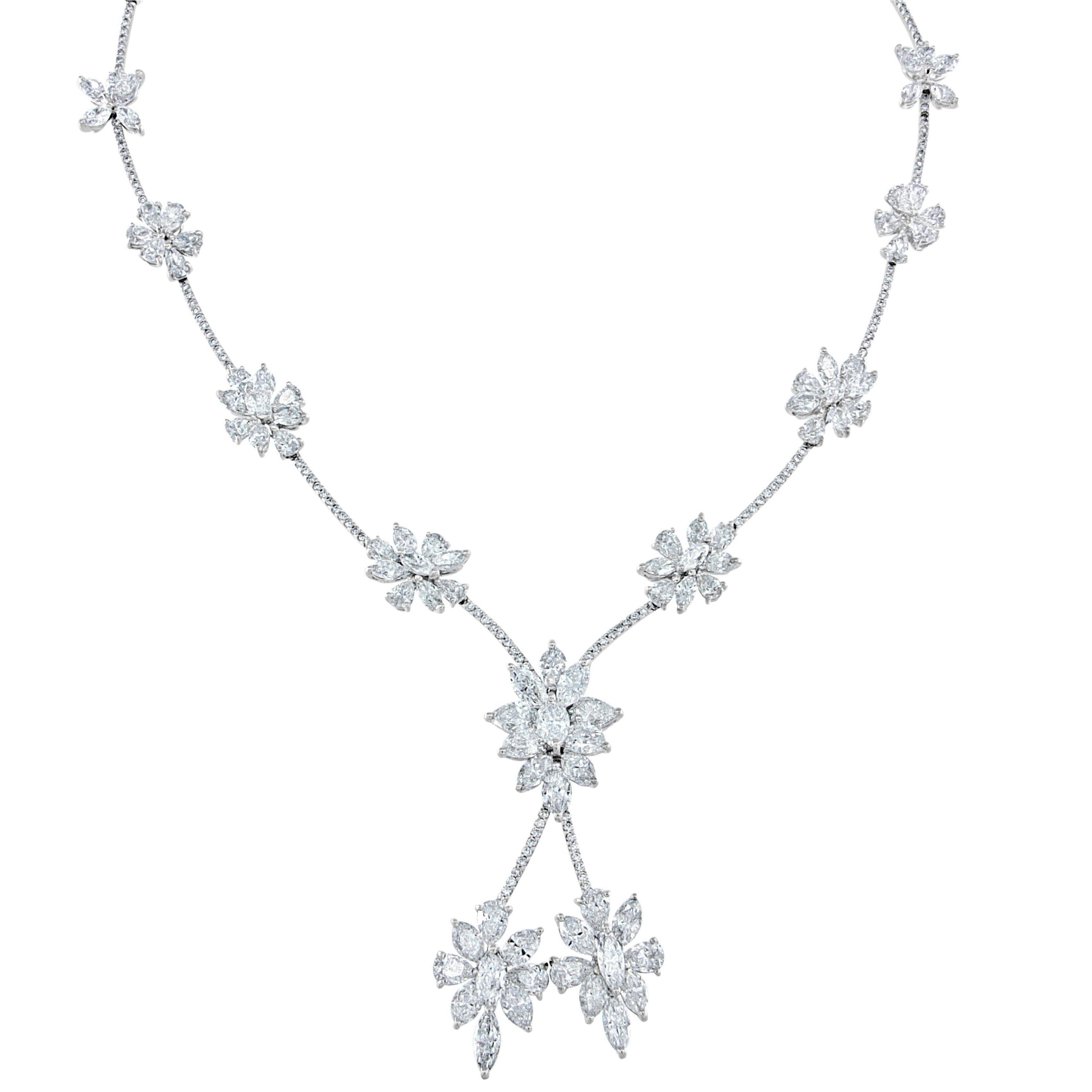 Handcrafted 27.41 Carat Diamond Platinum Necklace For Sale