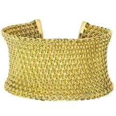 Paul Flato Chic Woven Gold Cuff Bracelet 6