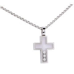 Chopard Happy Diamonds Collier Croix en or blanc