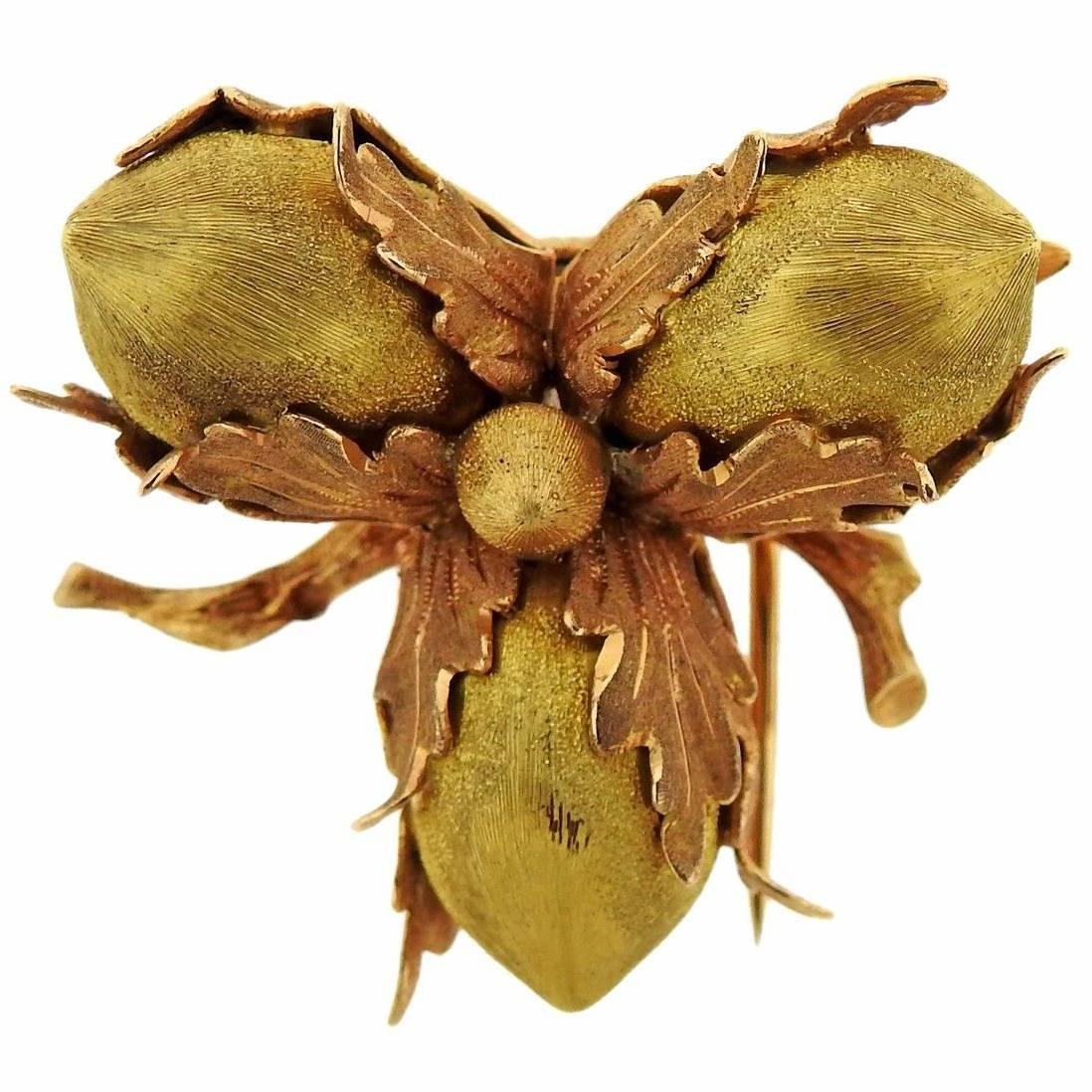 Buccellati Acorn Gold Brooch Pin