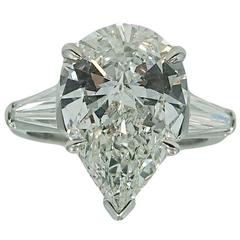  5.04 Carat Pear Shaped Diamond Platinum Engagement Ring