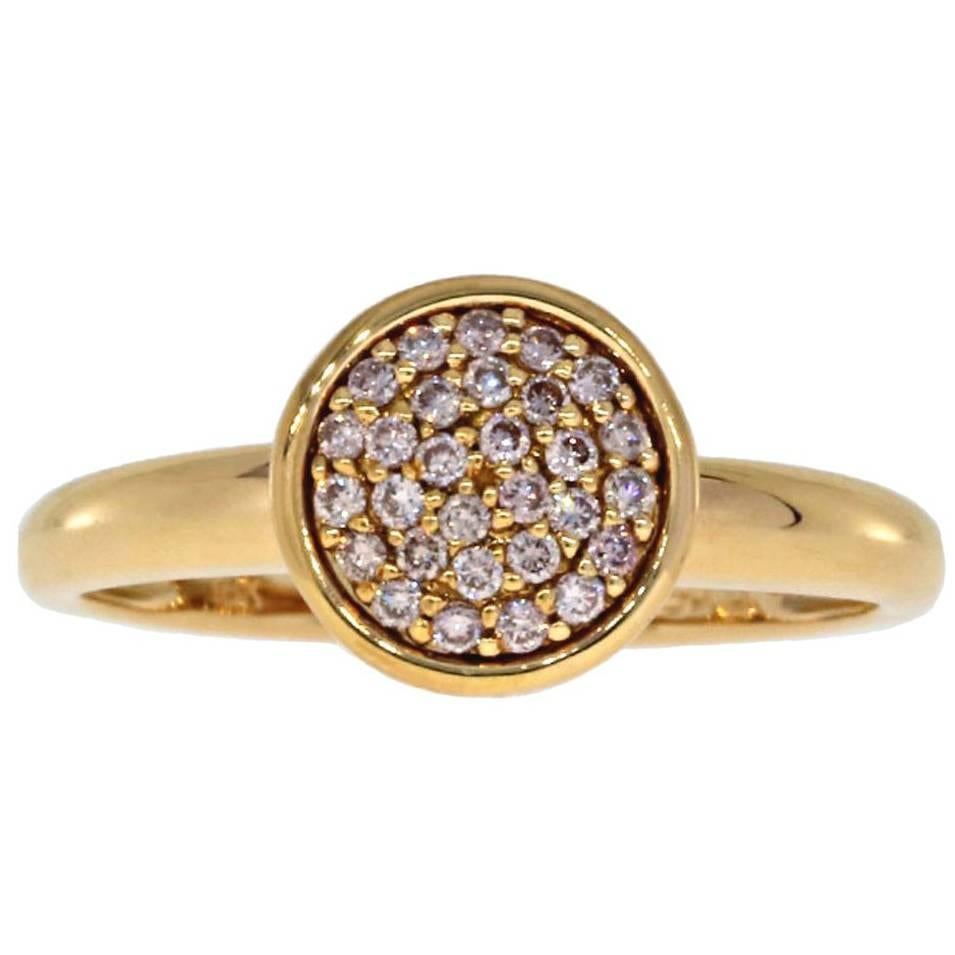 Rose Gold Natural Fancy Light Pink Diamond Pave Cluster Bezel Ring