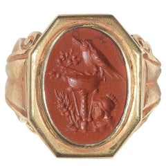 Antique 3rd Century AD Roman Empire Jasper Good Luck Intaglio Ring