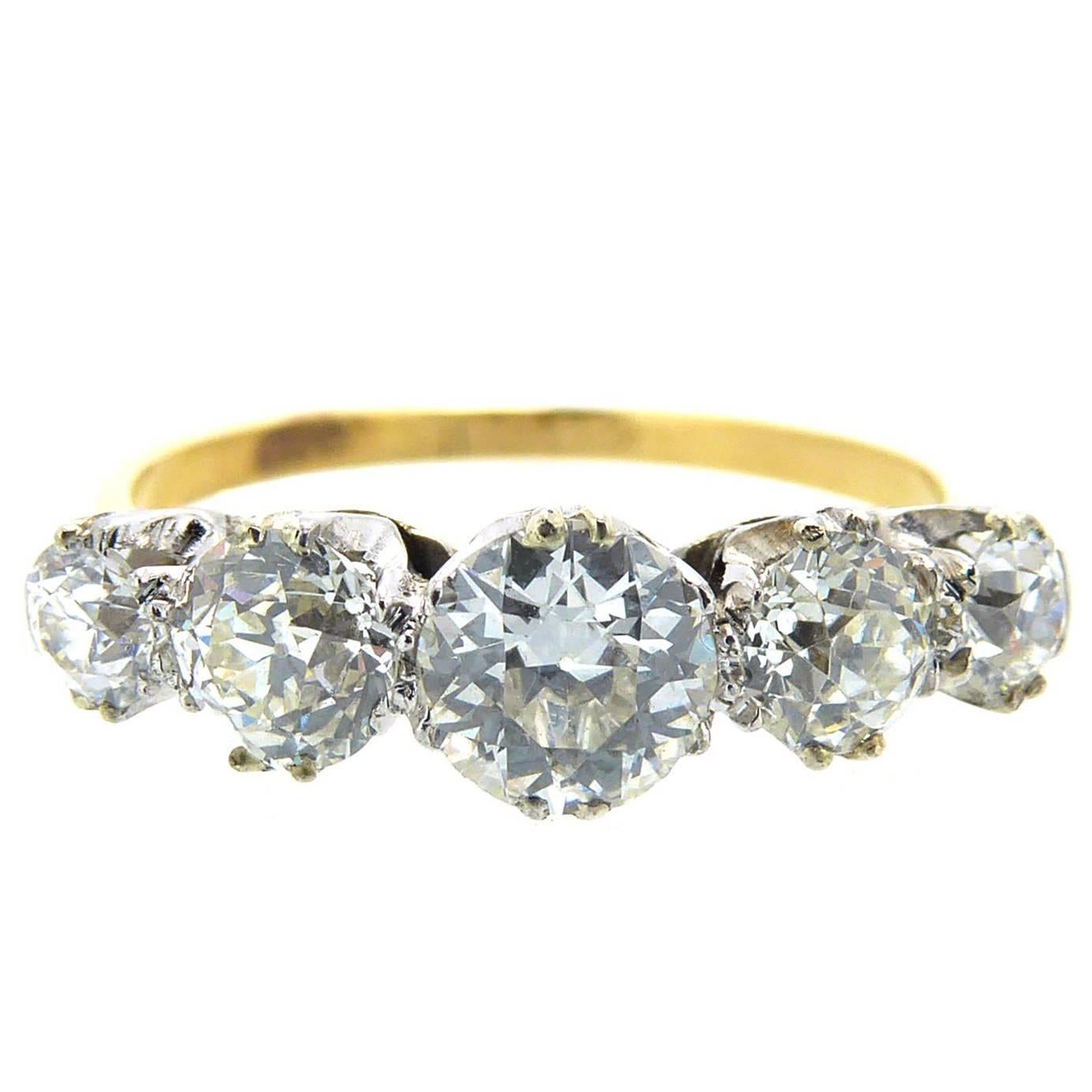 Antique Victorian Five-Stone Diamond Ring, circa 1900