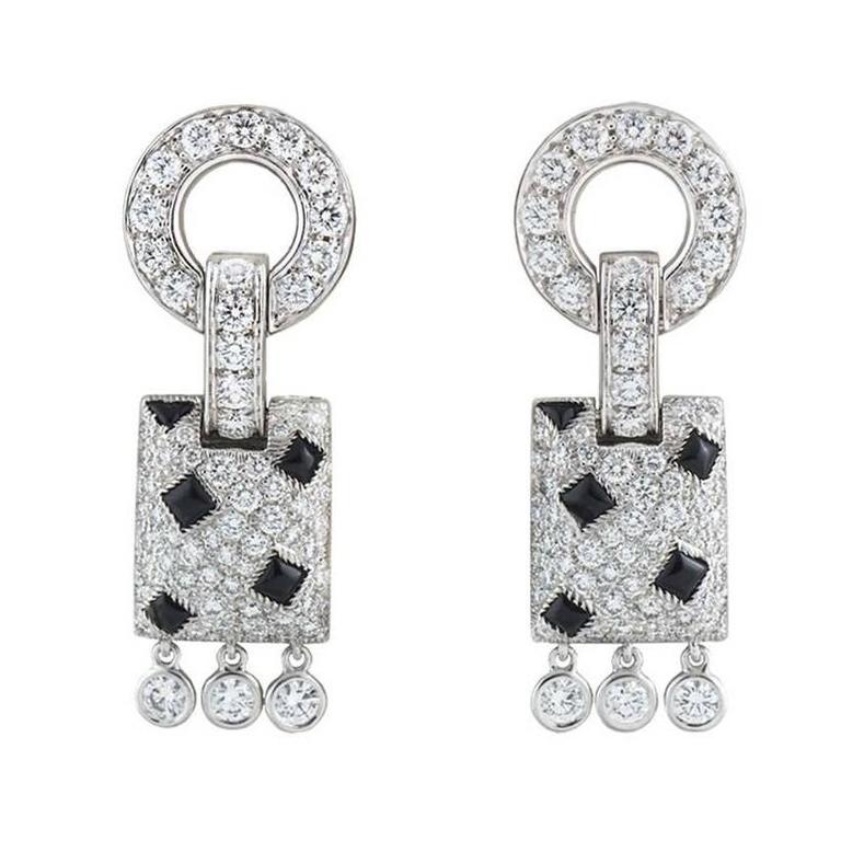 Cartier Panthere De Onyx Diamond White Gold Earrings At 1stdibs Cartier Panthere De Onyx Diamond White Gold Earrings For