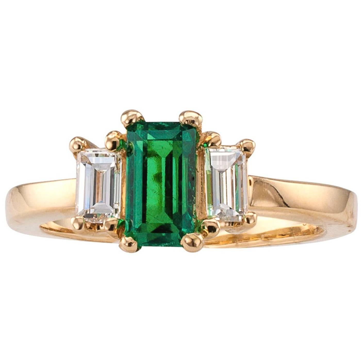 Emerald-Cut Emerald Diamond Gold Ring