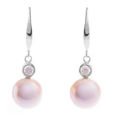 18 Carat White Gold Pearl and 0.26 Carat Diamond Pearl Drop Earrings