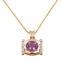 Amethyst Diamond Yellow Gold Necklace 9