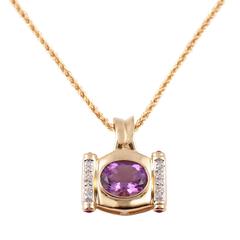 Amethyst Diamond Yellow Gold Necklace