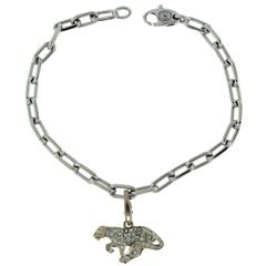 Cartier White Gold Diamond Panther Charm Bracelet