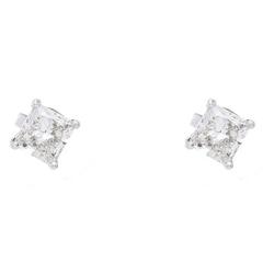 Princess Cut Diamond White Gold Stud Earrings 2