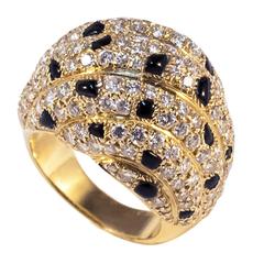 Cartier Panther Model Onyx Diamond Gold Ring 1
